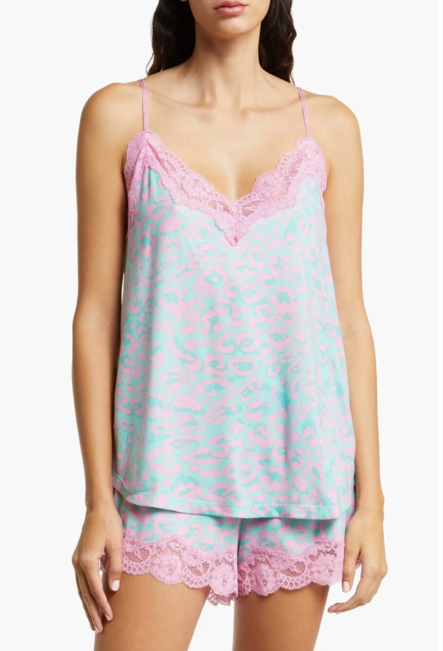 Nwt Pj Salvage Leo Dreams Lace Trim Brushed Jersey Pajama Shorts Size M Medium